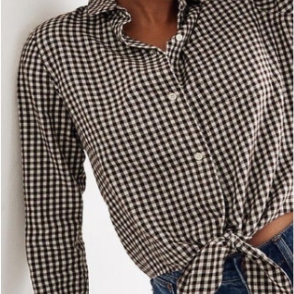 Madewell Tops - Madewell Gingham Check Tie Front Flannel Shirt